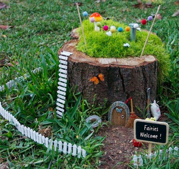 tree stump fairy gardens 17