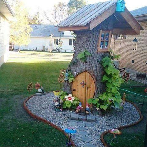 tree stump fairy gardens 7