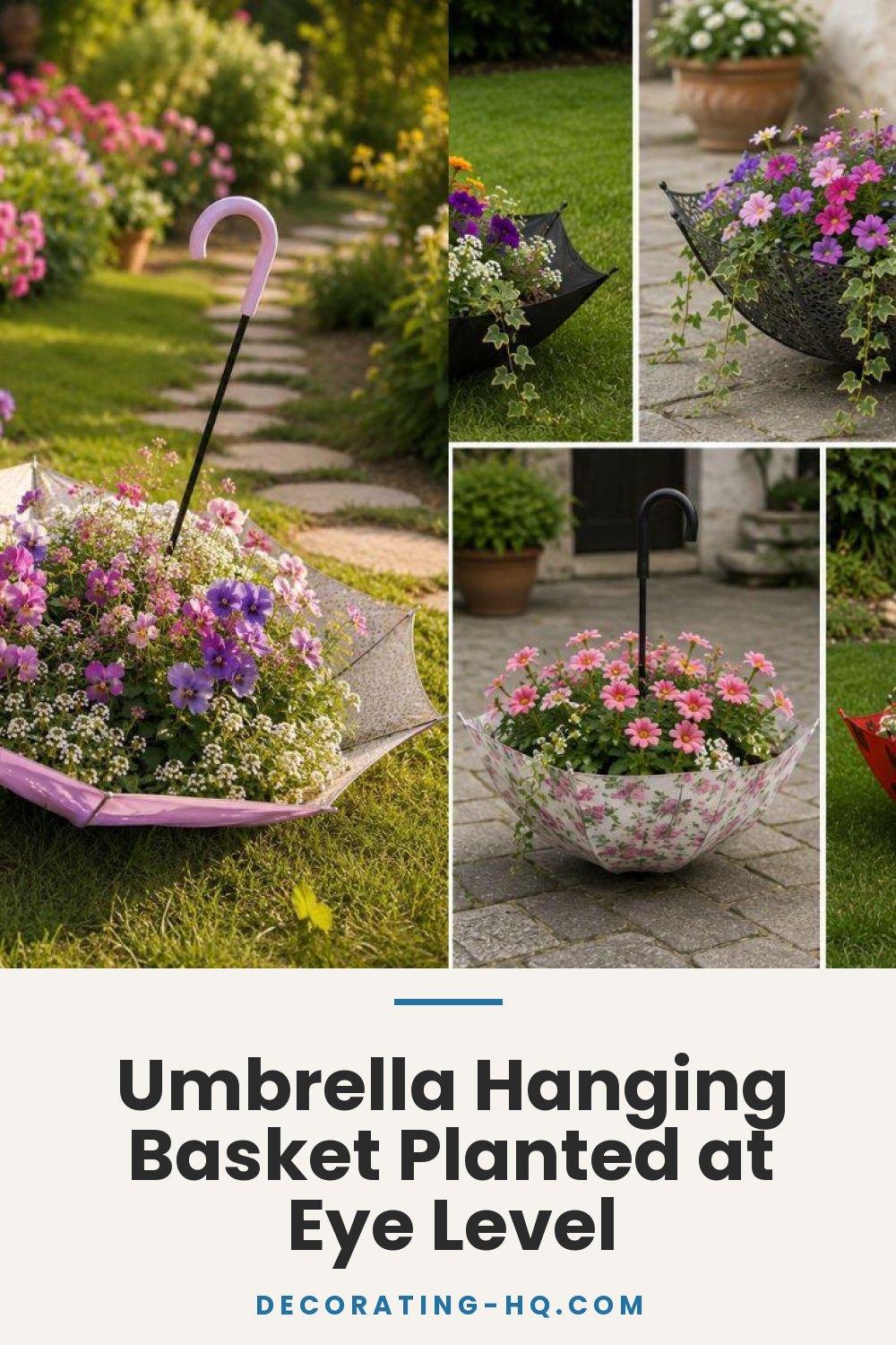 Umbrella Hanging Basket Planted at Eye Level