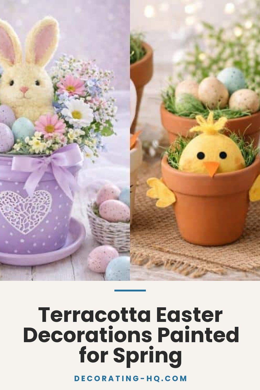 Terracotta Easter Decorations Painted for Spring