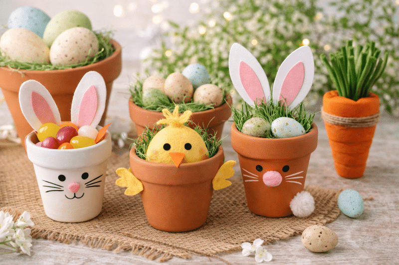 unique easter decoration ideas with terracotta pots 4