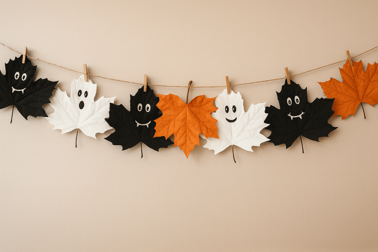use leaves to decorate your halloween 1
