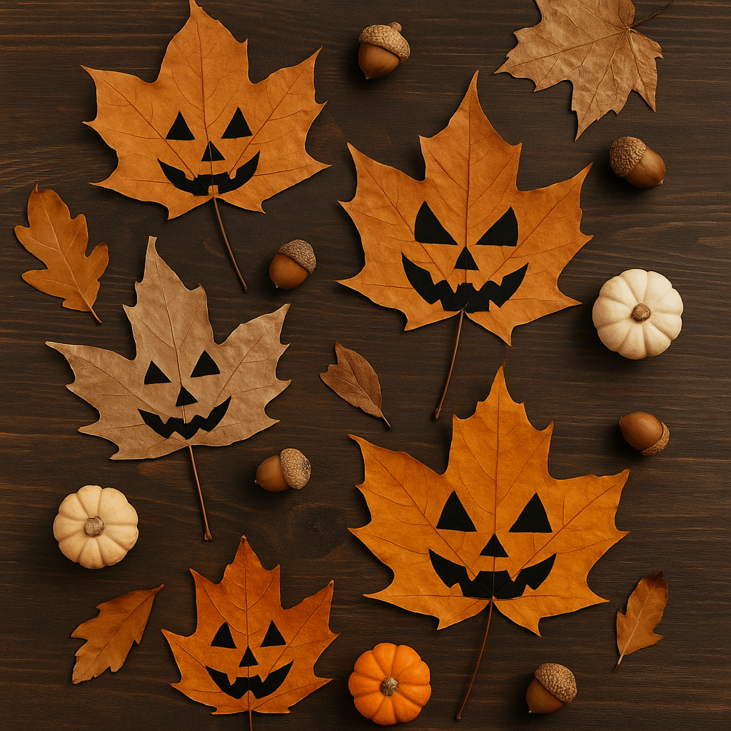 use leaves to decorate your halloween 2