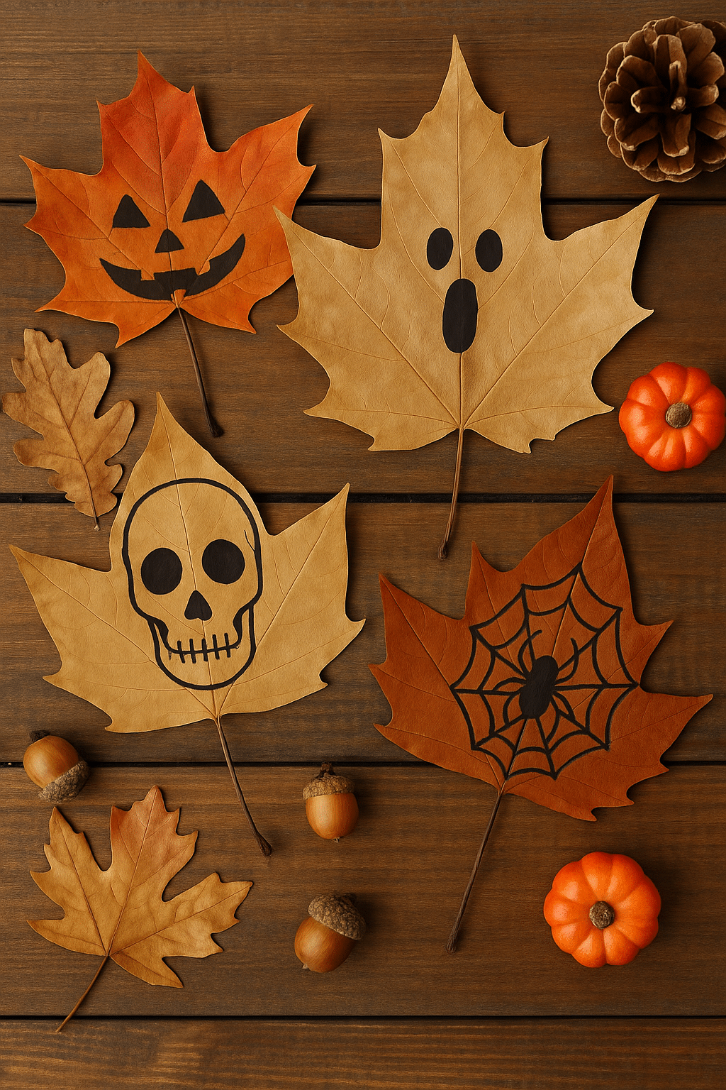 use leaves to decorate your halloween 3