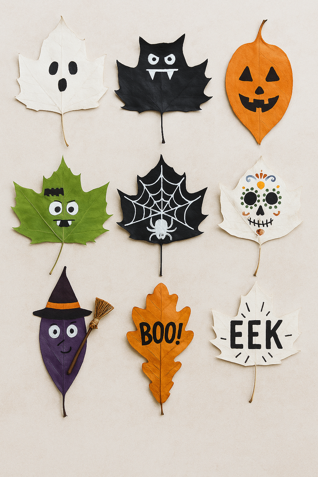 use leaves to decorate your halloween 4