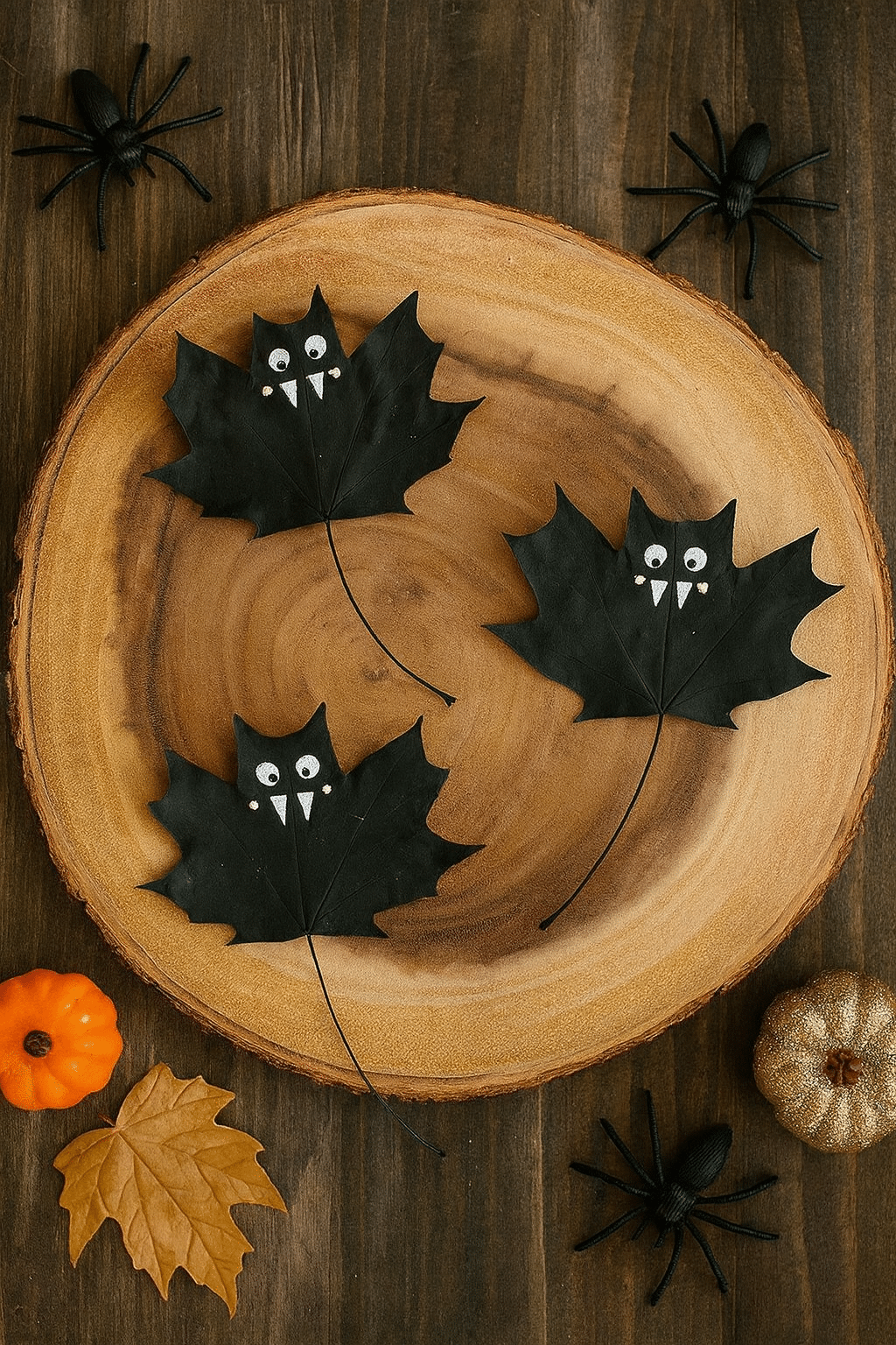 use leaves to decorate your halloween 5