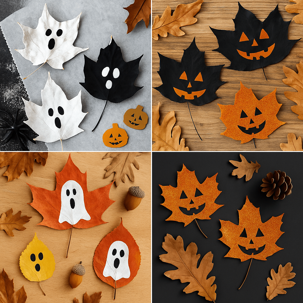 use leaves to decorate your halloween 7