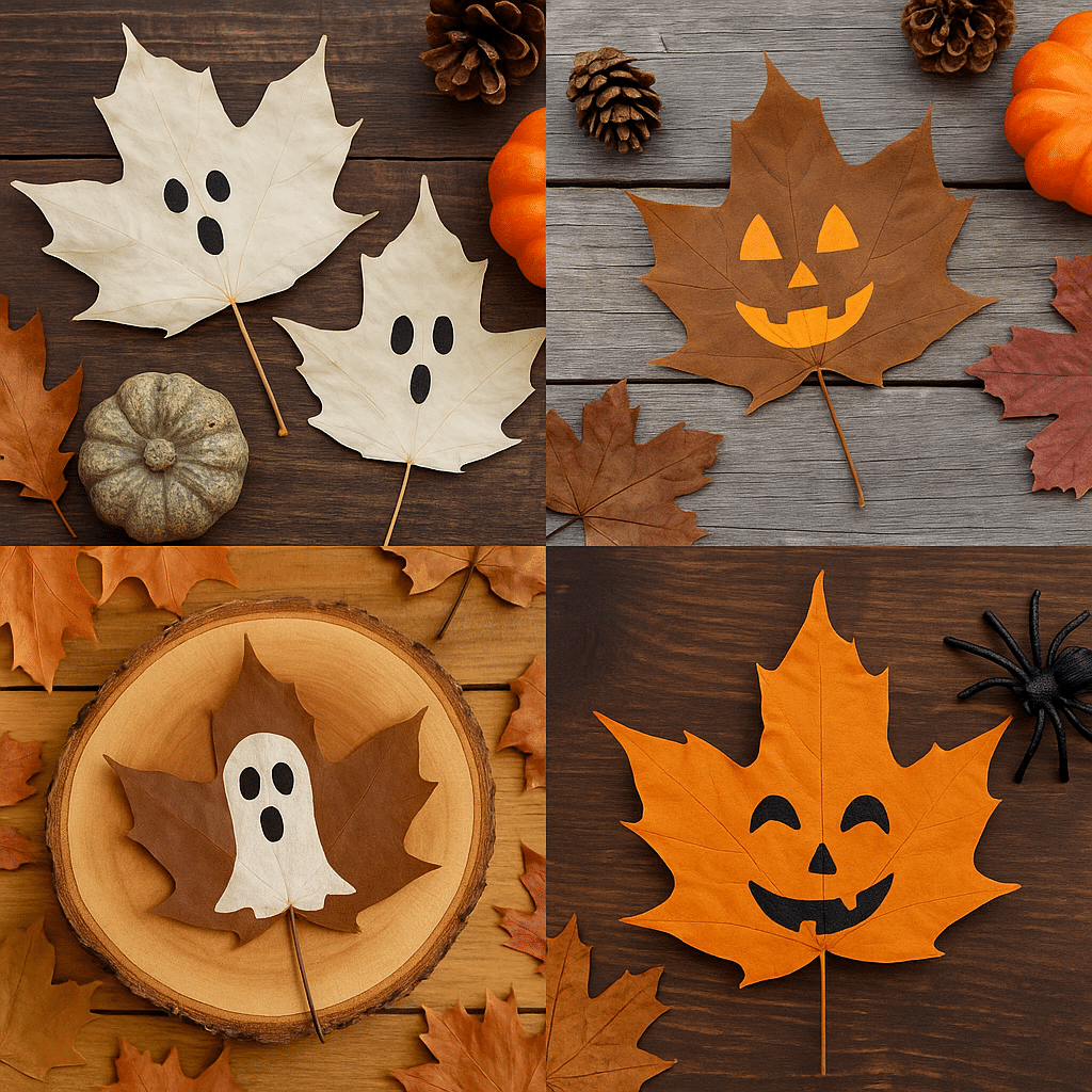 use leaves to decorate your halloween 8