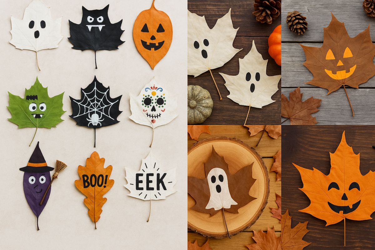 use leaves to decorate your halloween