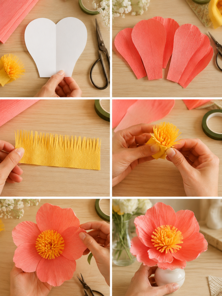 Very easy to make crepe paper flowers step by step Very easy to make crepe paper flowers step by step very easy to make crepe paper flowers 4