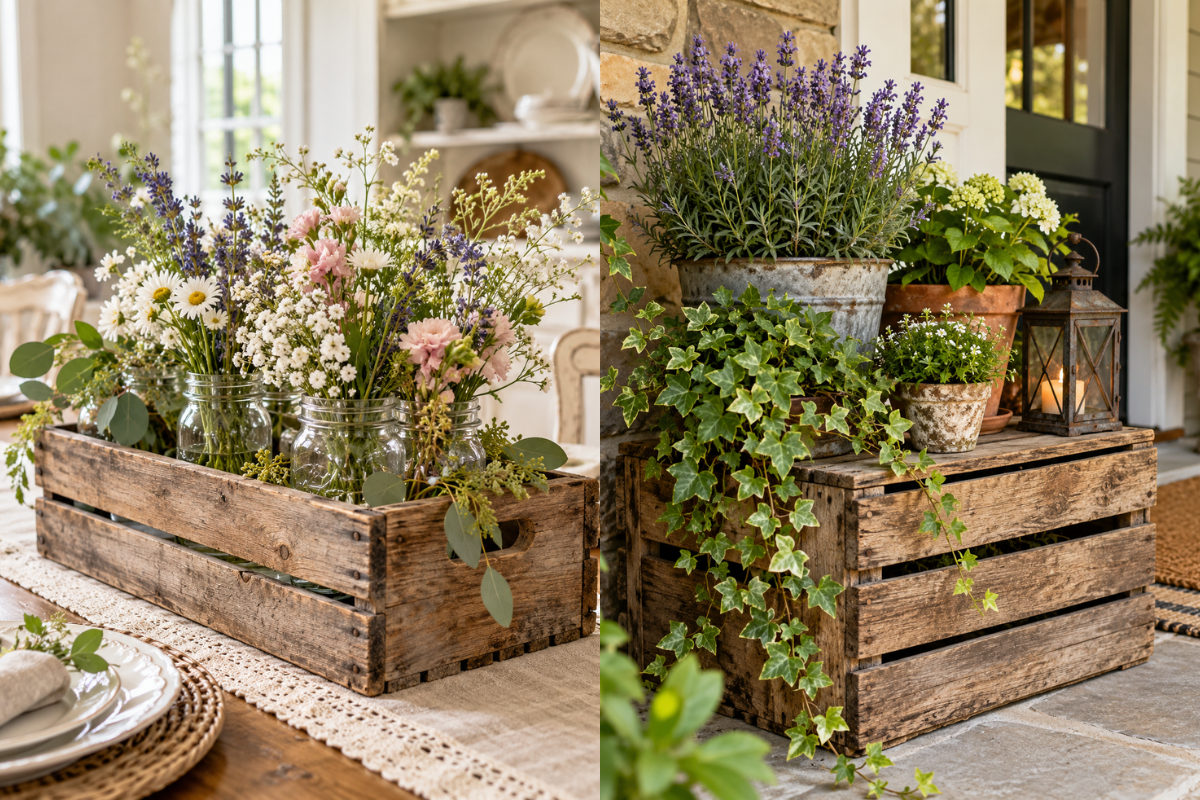 Vintage Wooden Crate Arrangements for Cozy Home Decor Vintage Wooden Crate Arrangements for Cozy Home Decor vintage wooden crate arrangements 8