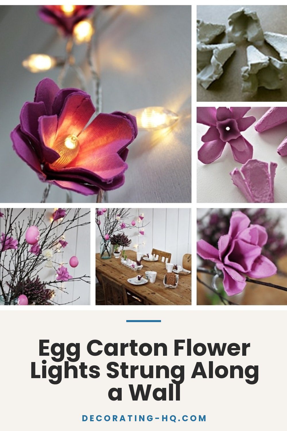 Egg Carton Flower Lights Strung Along a Wall