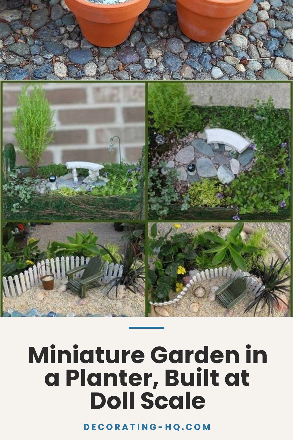 Miniature Garden in a Planter, Built at Doll Scale