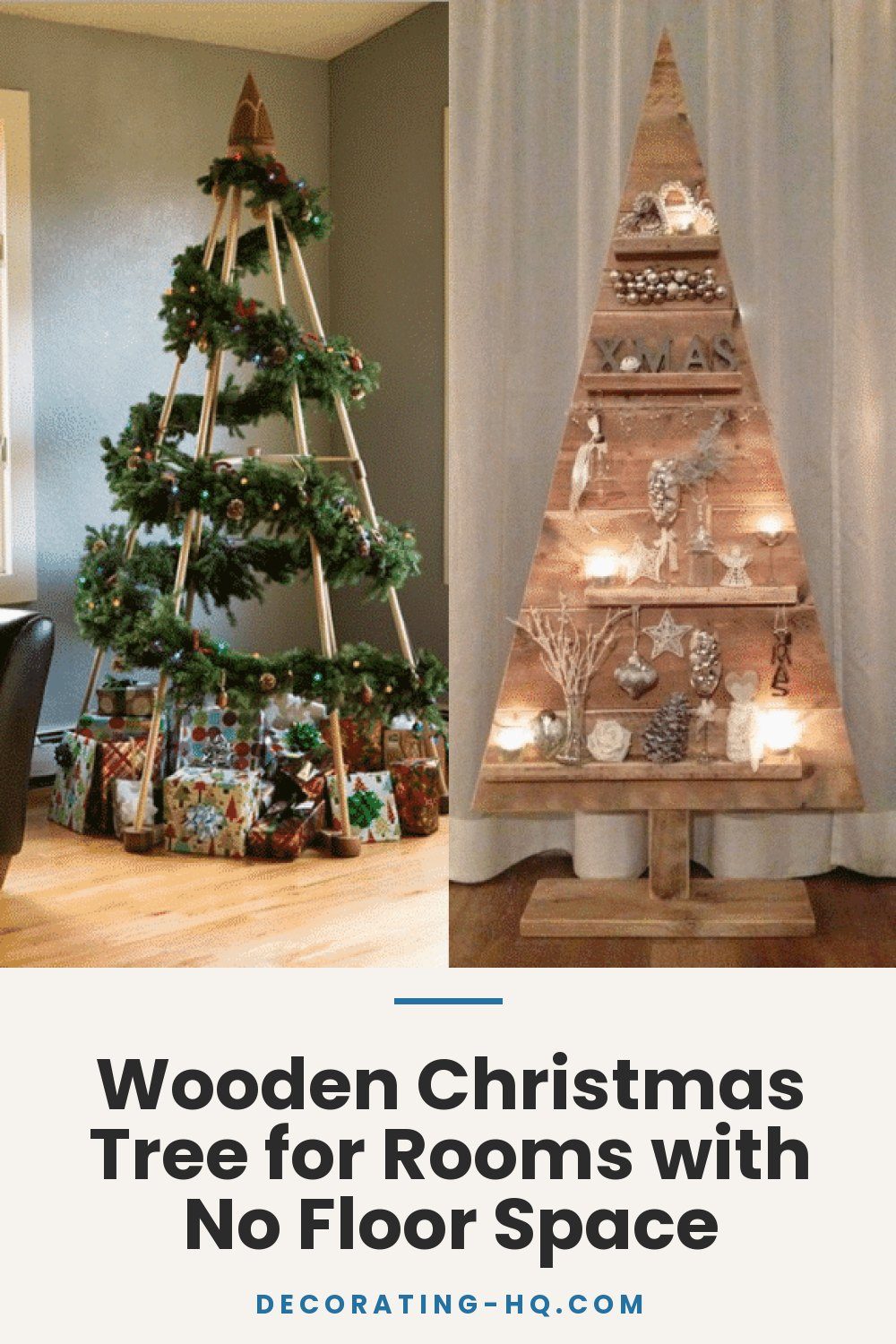 Wooden Christmas Tree for Rooms with No Floor Space