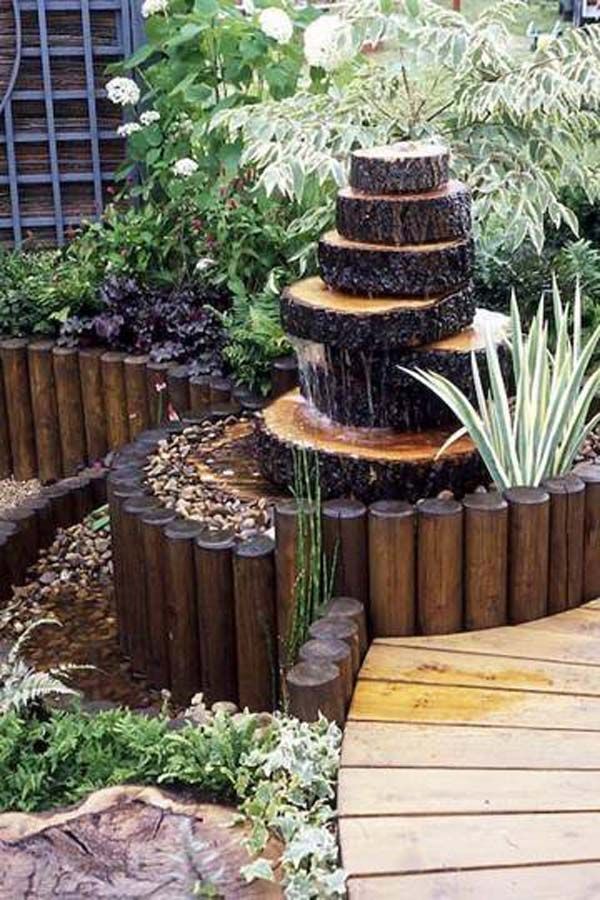 15+ Fantastic Wooden Garden Fountains