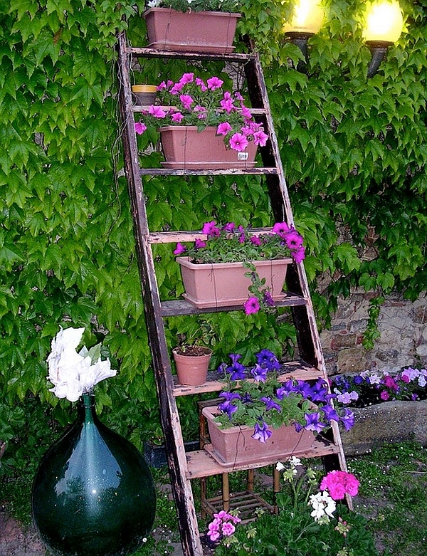 15+ Impressive Ideas to Make Wooden Ladder Garden