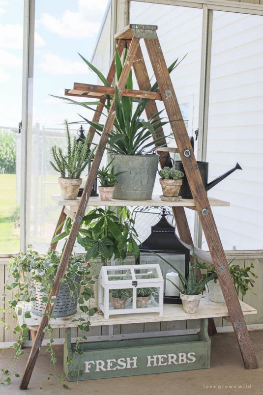 15+ Impressive Ideas to Make Wooden Ladder Garden