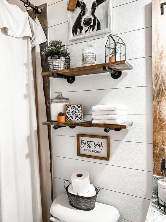 Beautiful wooden shelf ideas for the bathroom