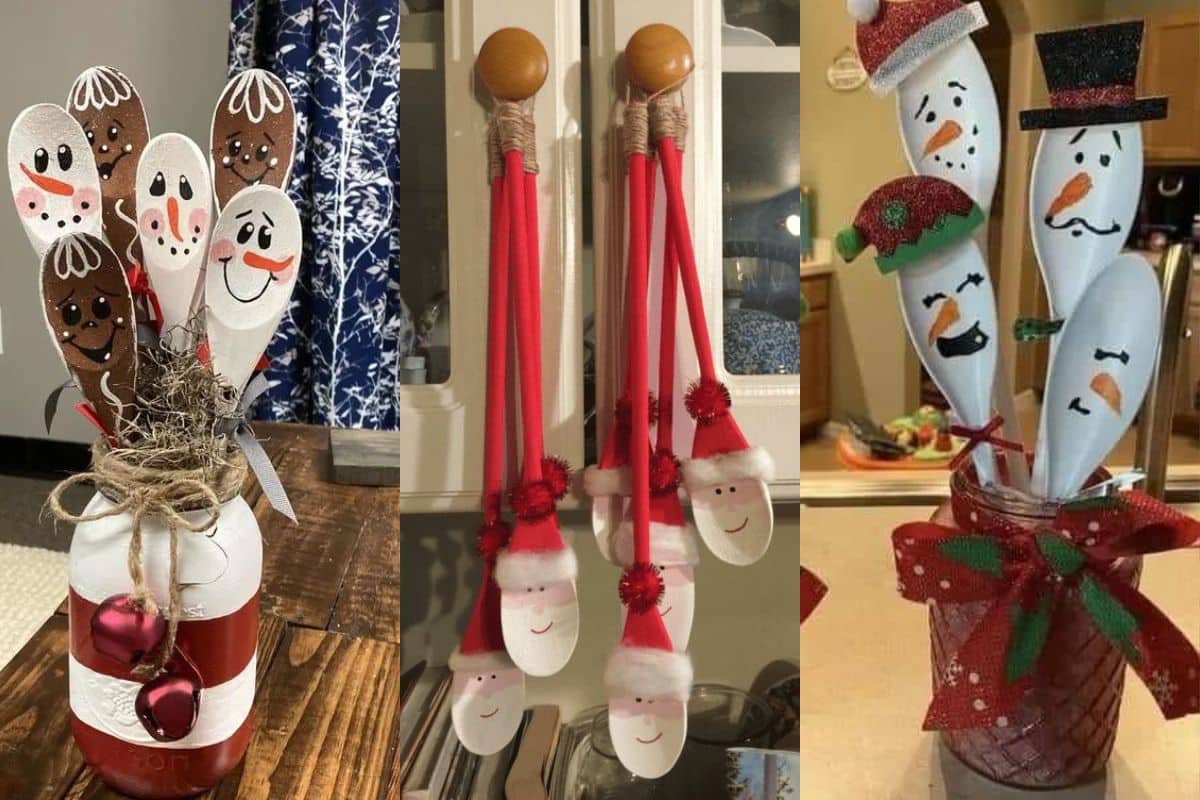 wooden spoons decorated for christmas 10