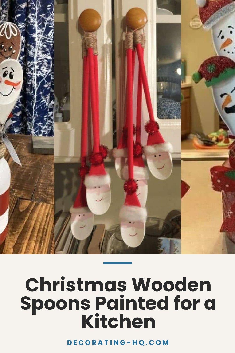Christmas Wooden Spoons Painted for a Kitchen