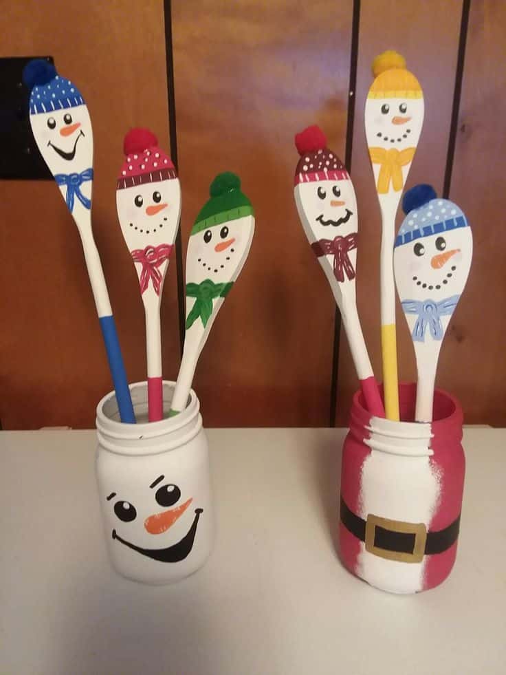 wooden spoons decorated for christmas 2